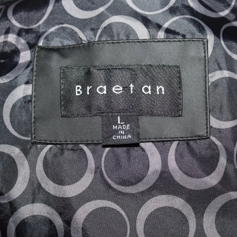 Braetan Large 3 Button Lined Outerwear Black Modern Packable Rain Trench Coat - Picture 5 of 10
